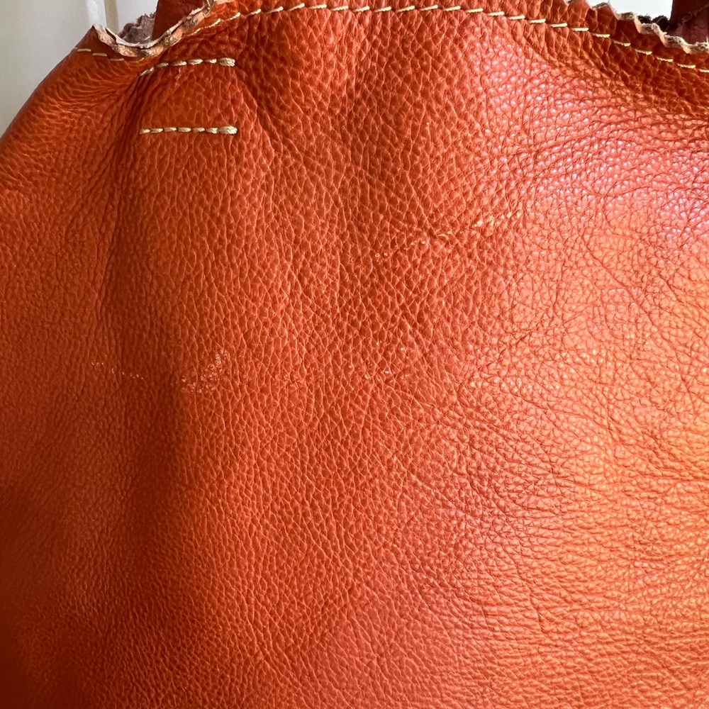 Orange leather crate and barrel bag - Picture 10 of 12